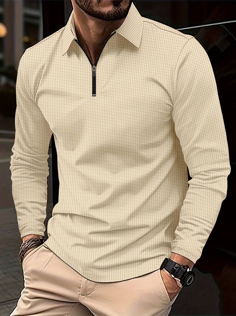 Luke | Veste décontractée à demi-zip en tissu gaufré
