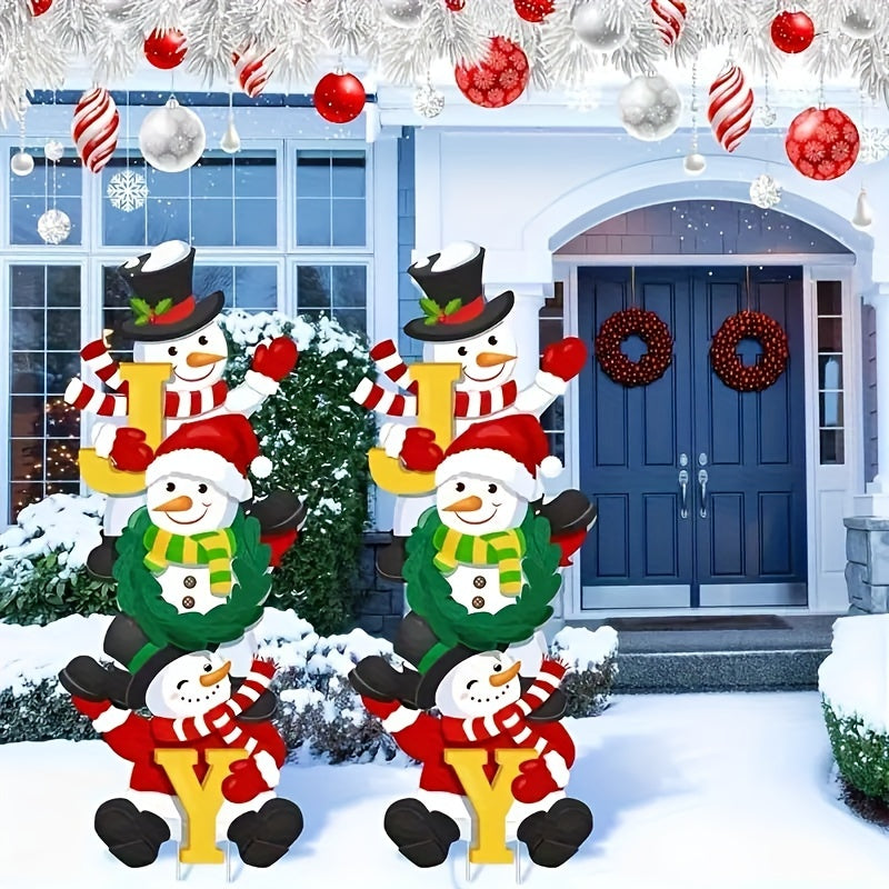 Ensemble de 3 panneaux de jardin classiques de bonhommes de neige pour Noël
