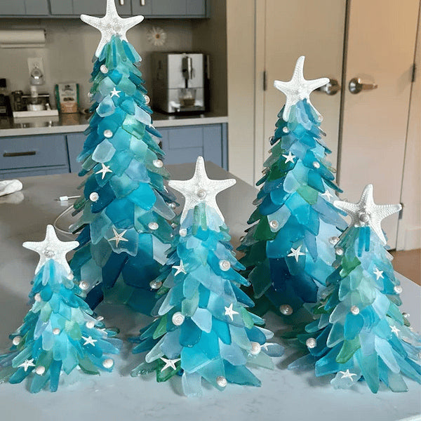 Sérénité Côtière : Arbre de Noël en Verre Artisanal Unique