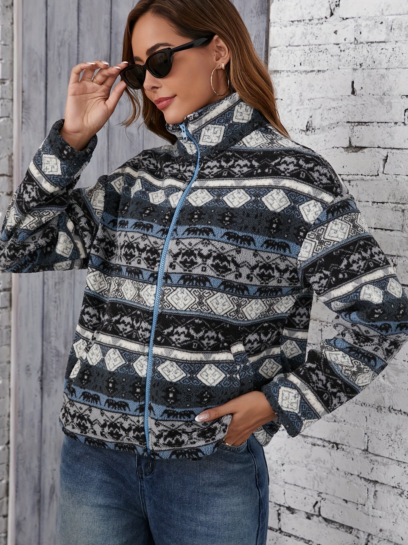 Veste en polaire à motifs tribaux Ella