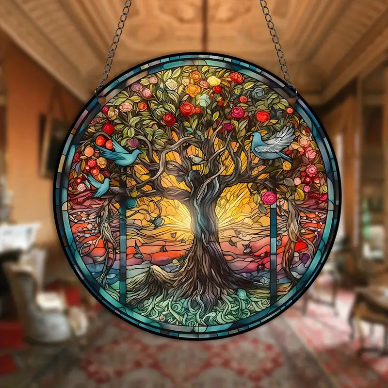 LumiTree – Suspension artistique pour fenêtre avec reflets lumineux inspirés du bois