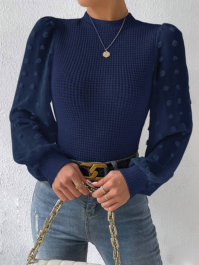 Grete - Manches en tricot à motif gaufré tendance avec col rond