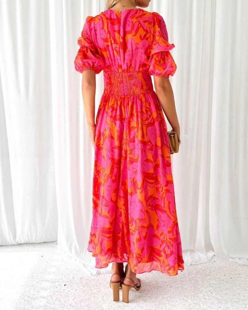 Elvire - Robe maxi vintage avec des boutons