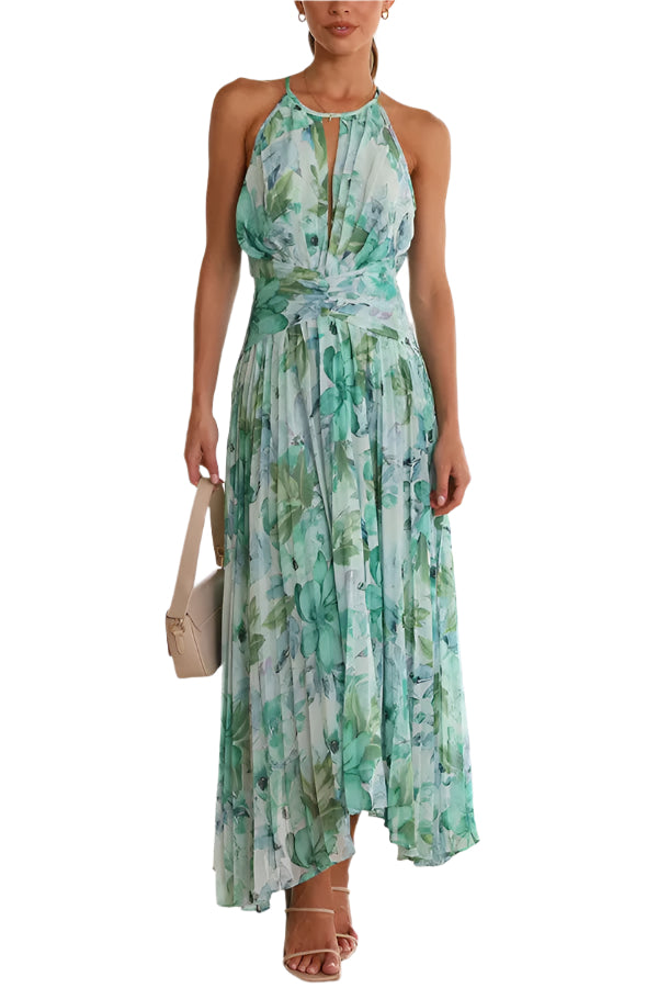 Dane - Robe longue fluide à fleurs et dos nu