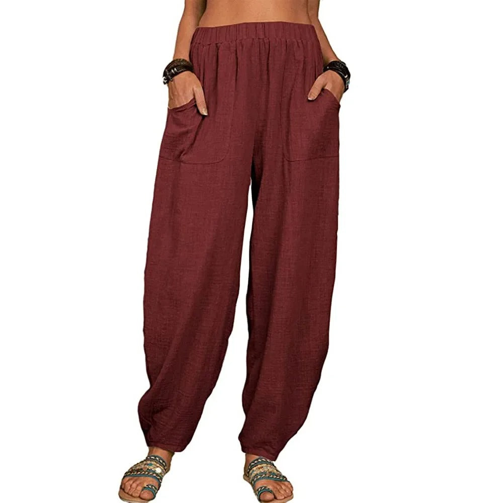 Pantalons Large Jambe Isabella à Coupe Décontractée