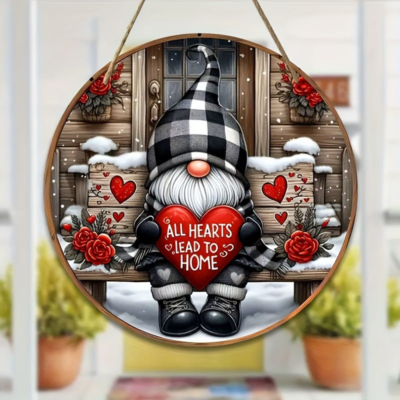Panneau en bois de gnome de Noël à suspendre au mur