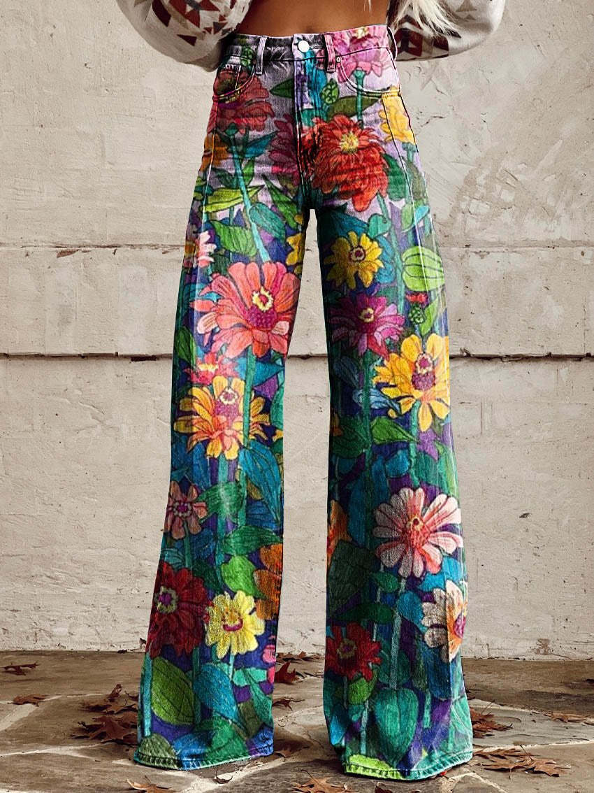 Lucy - Pantalon large pour femme à motifs floraux