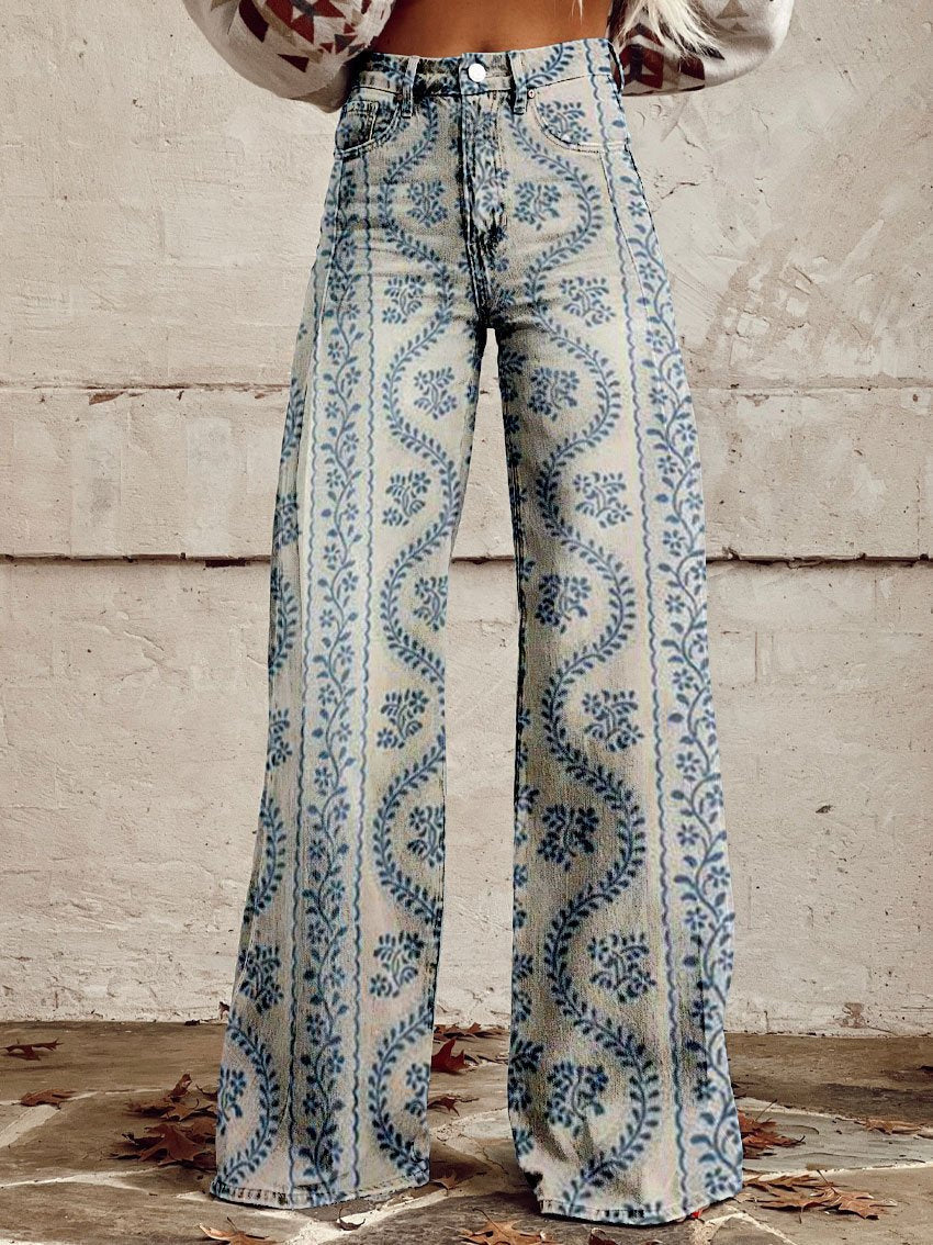 Lucy - Pantalon large pour femme à motifs floraux