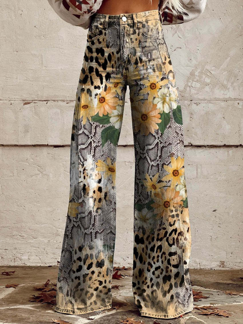 Lucy - Pantalon large pour femme à motifs floraux