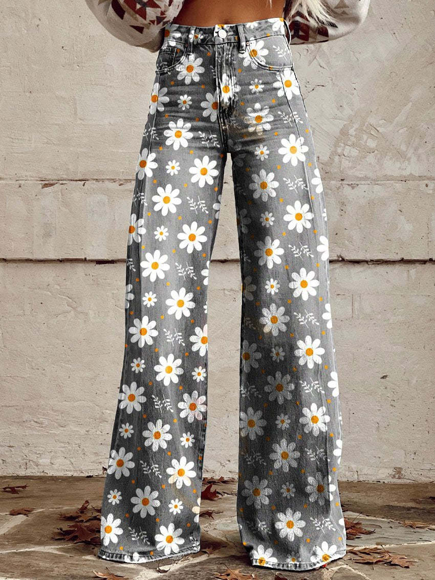 Lucy - Pantalon large pour femme à motifs floraux