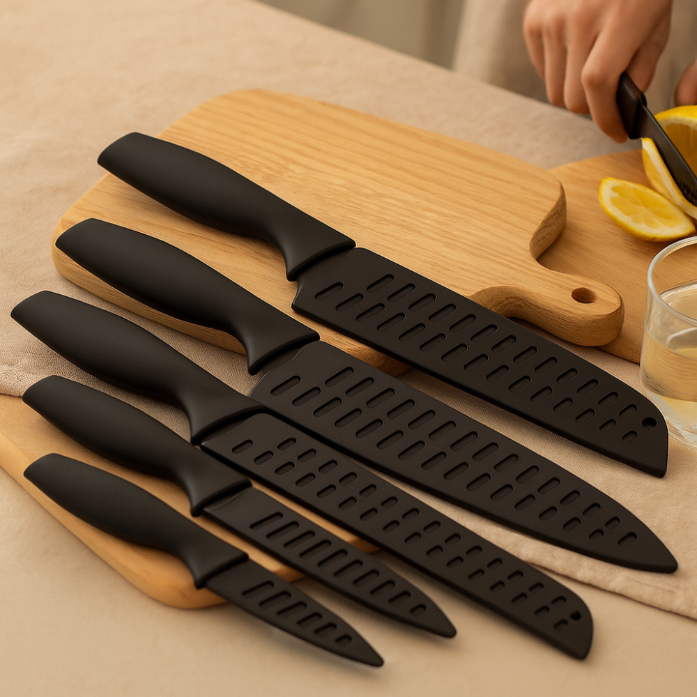 Adrian | Ensemble de couteaux de cuisine en acier inoxydable avec bloc