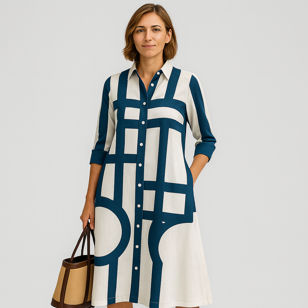 Alviora | Robe chemisier graphique urbaine Allure