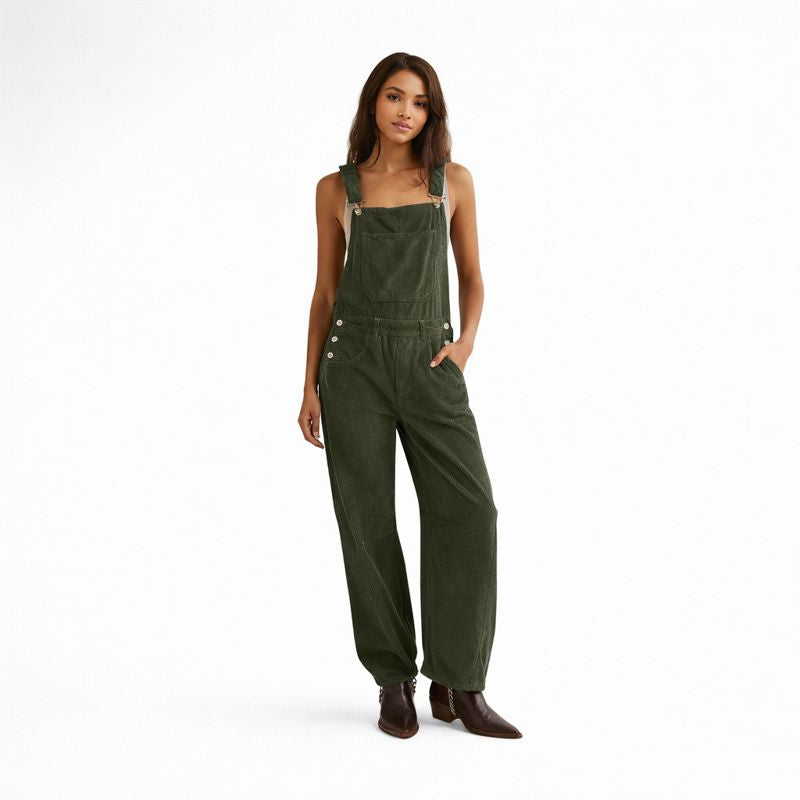 Anika - Salopette en velours intemporelle avec bretelles ajustables et poches fonctionnelles