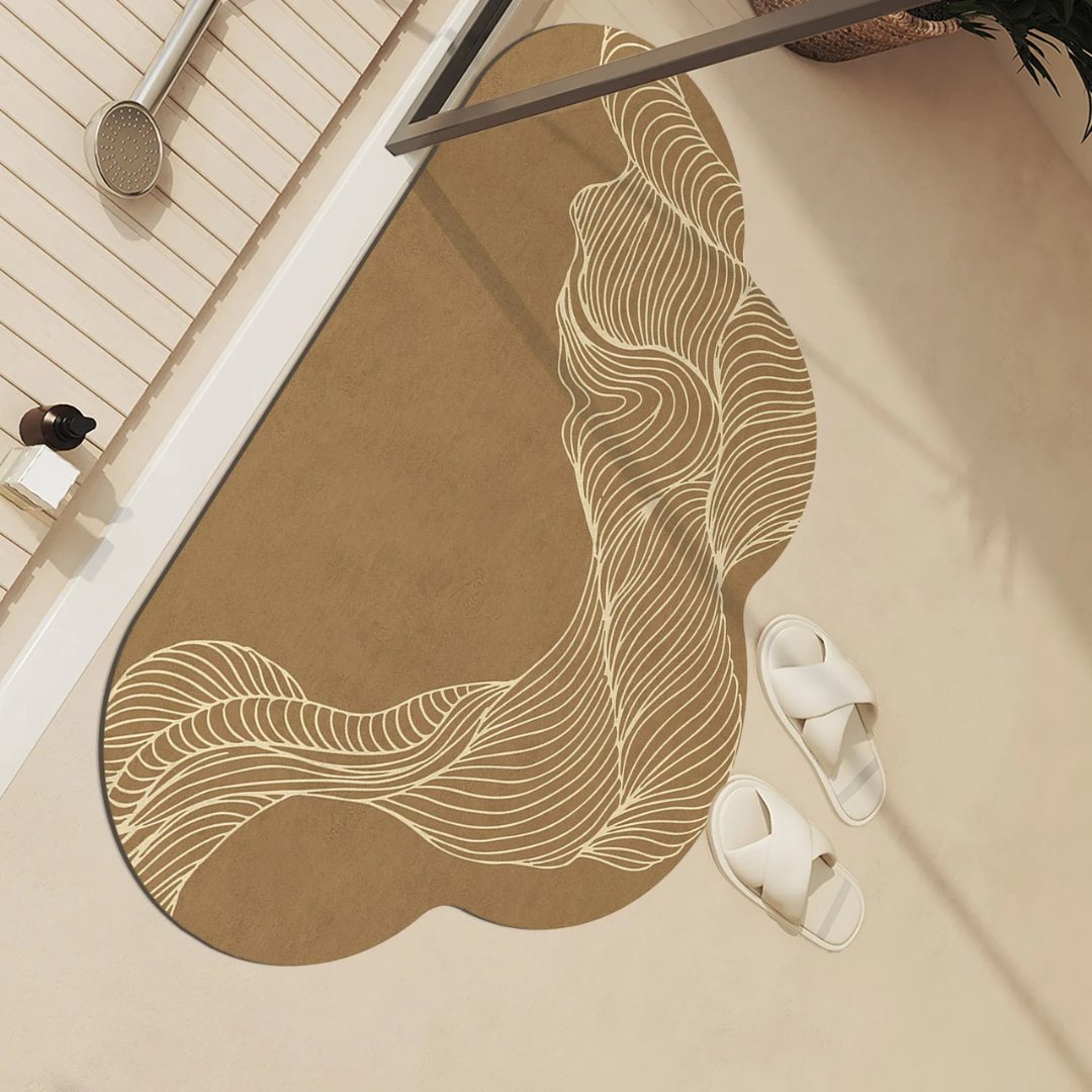 CloudWave - Tapis de sol décoratif à lignes ondulées abstraites