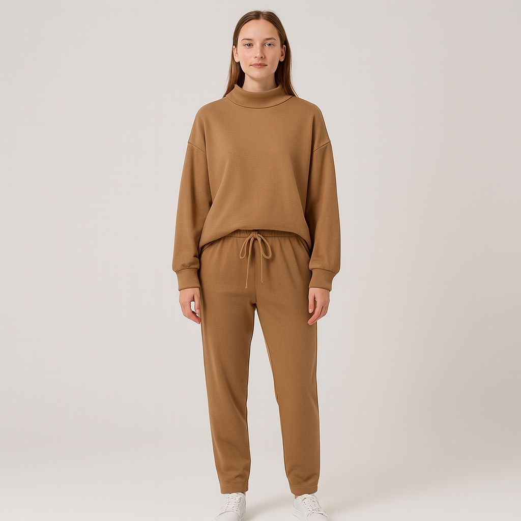 Aveline | Ensemble deux pièces femme : sweat-shirt à col roulé et pantalon