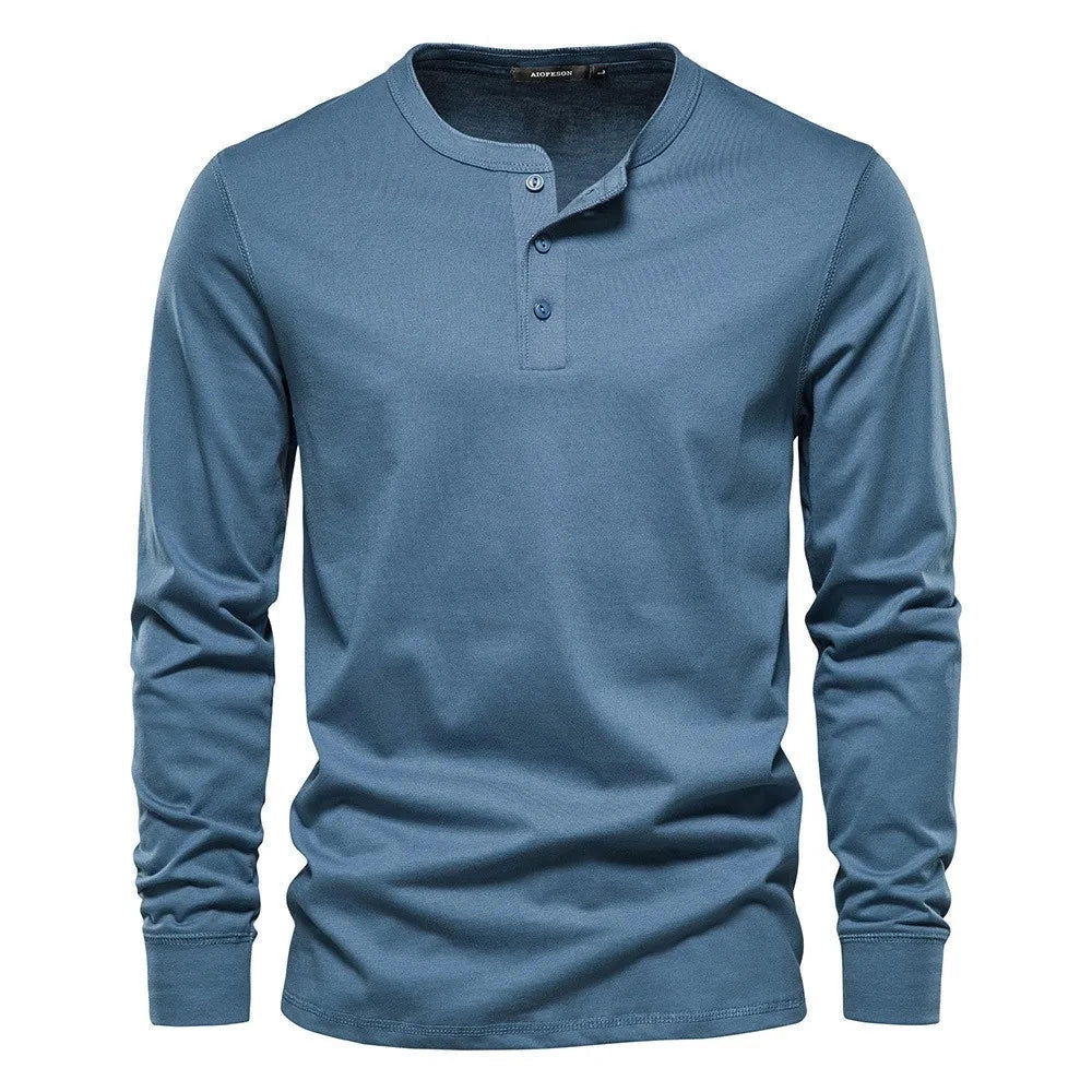 Chemise à manches longues Emil Henley - Coupe ajustée et design intemporel