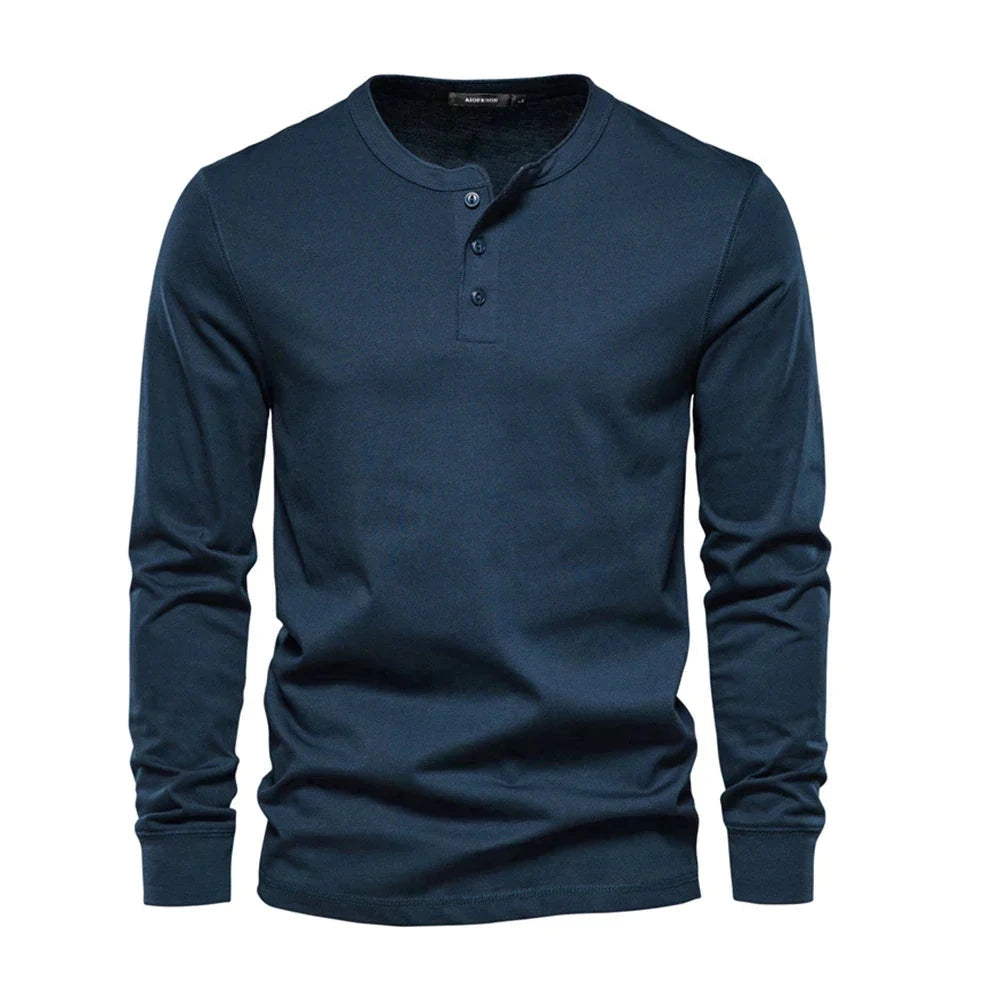 Chemise à manches longues Emil Henley - Coupe ajustée et design intemporel