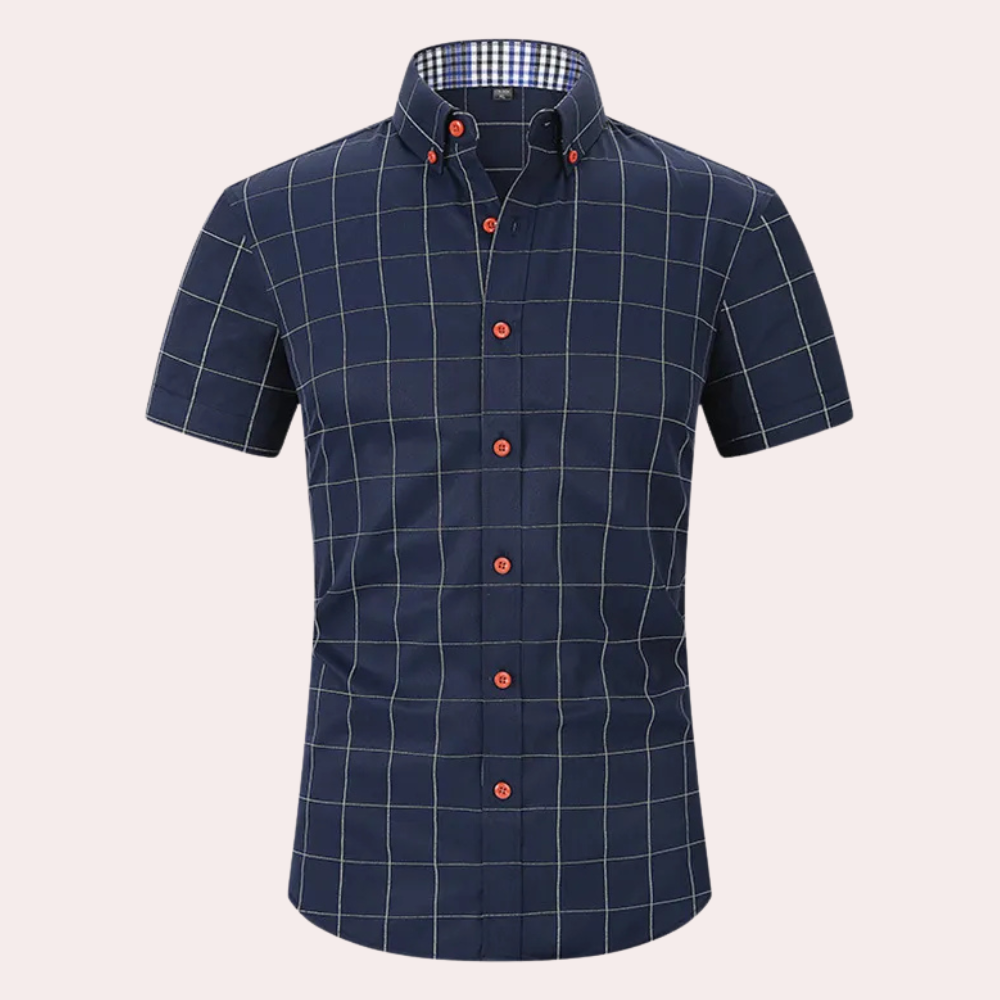 Philipe - Chemise à manches courtes à carreaux classique avec boutons