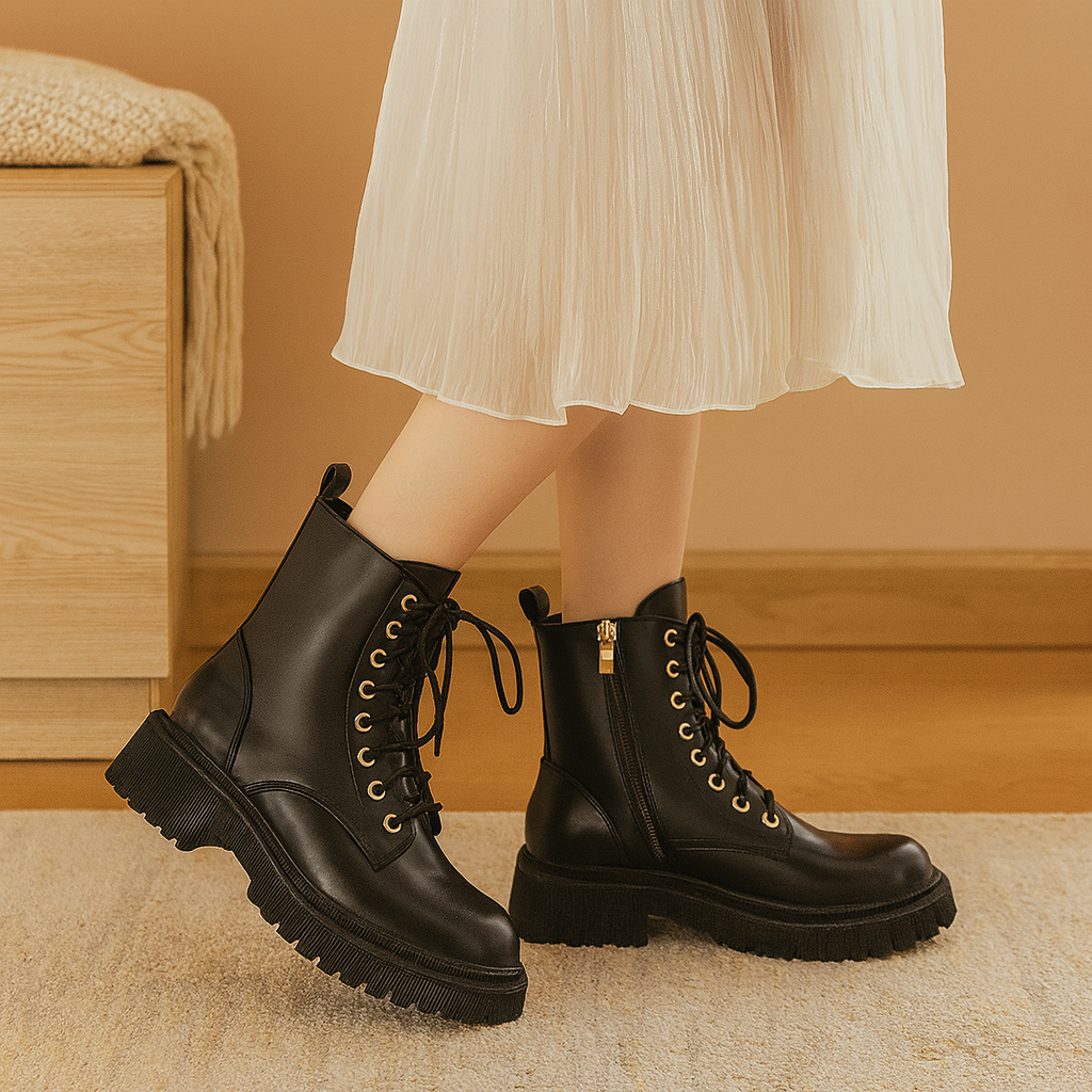 Bellamoor | Bottines Martin à semelle épaisse pour femme, idéales pour l'automne et l'hiver