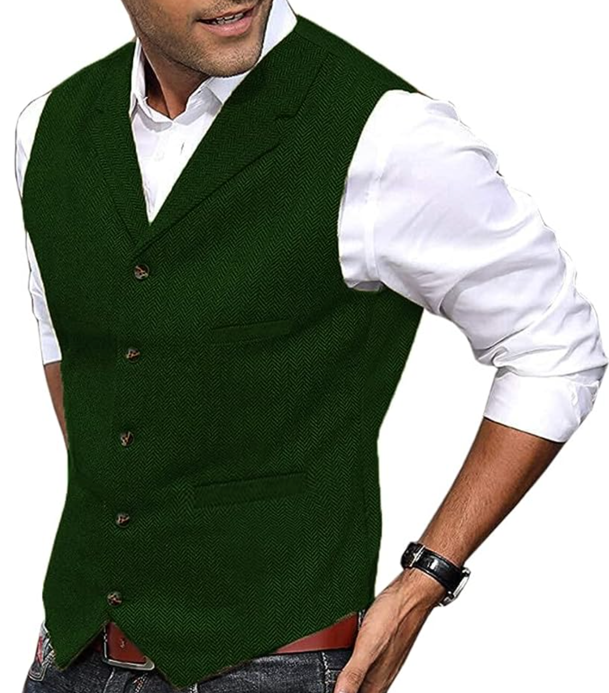 Jerry - Gilet de loisirs classique avec col revers et manches longues