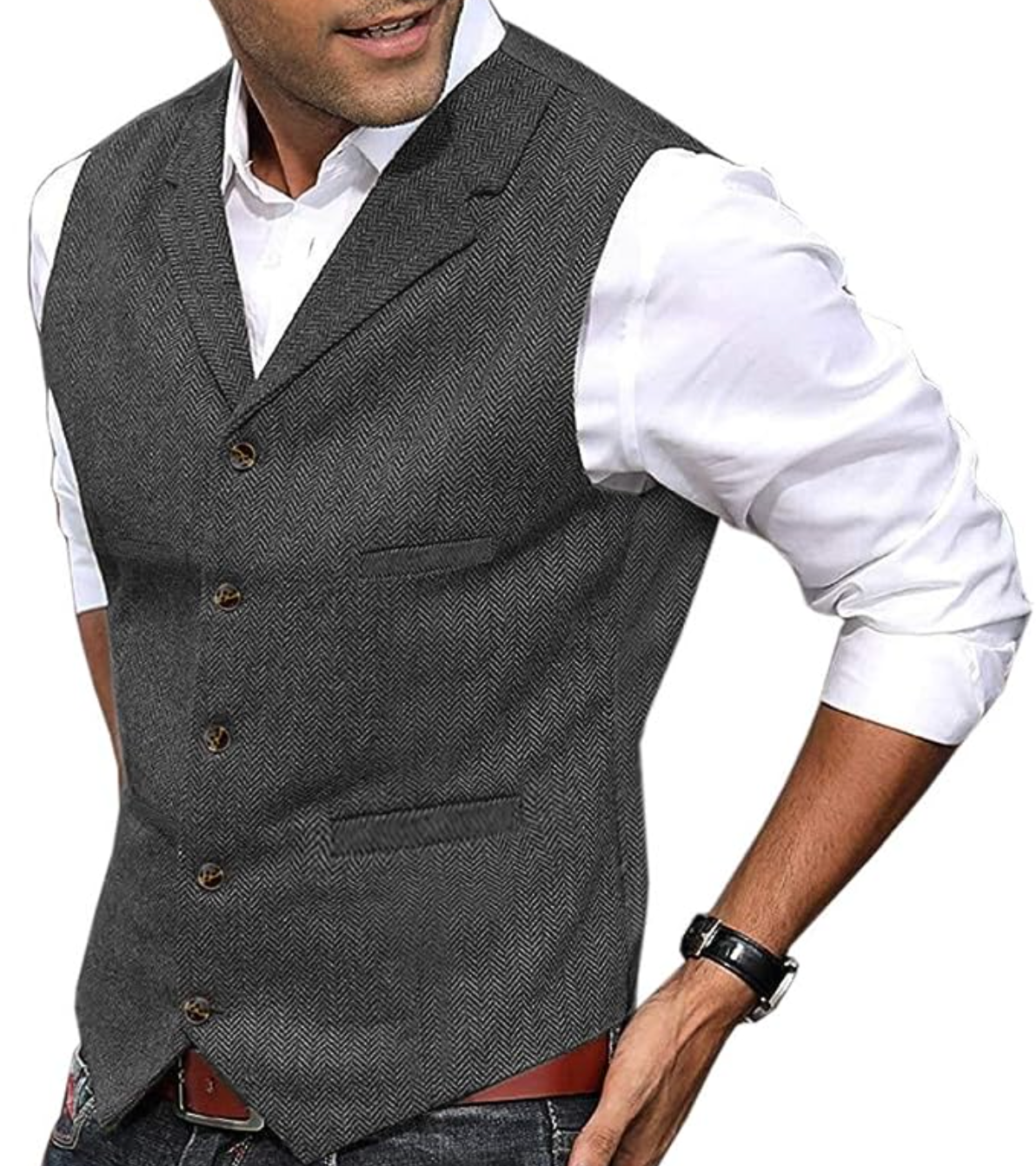 Jerry - Gilet de loisirs classique avec col revers et manches longues