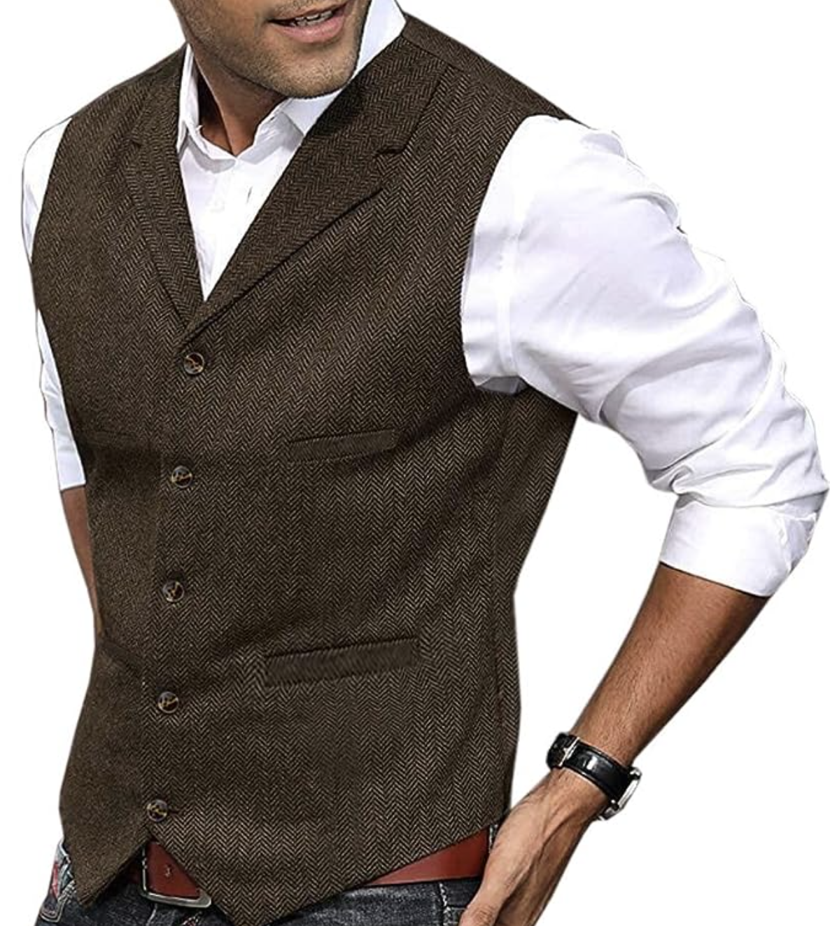 Jerry - Gilet de loisirs classique avec col revers et manches longues