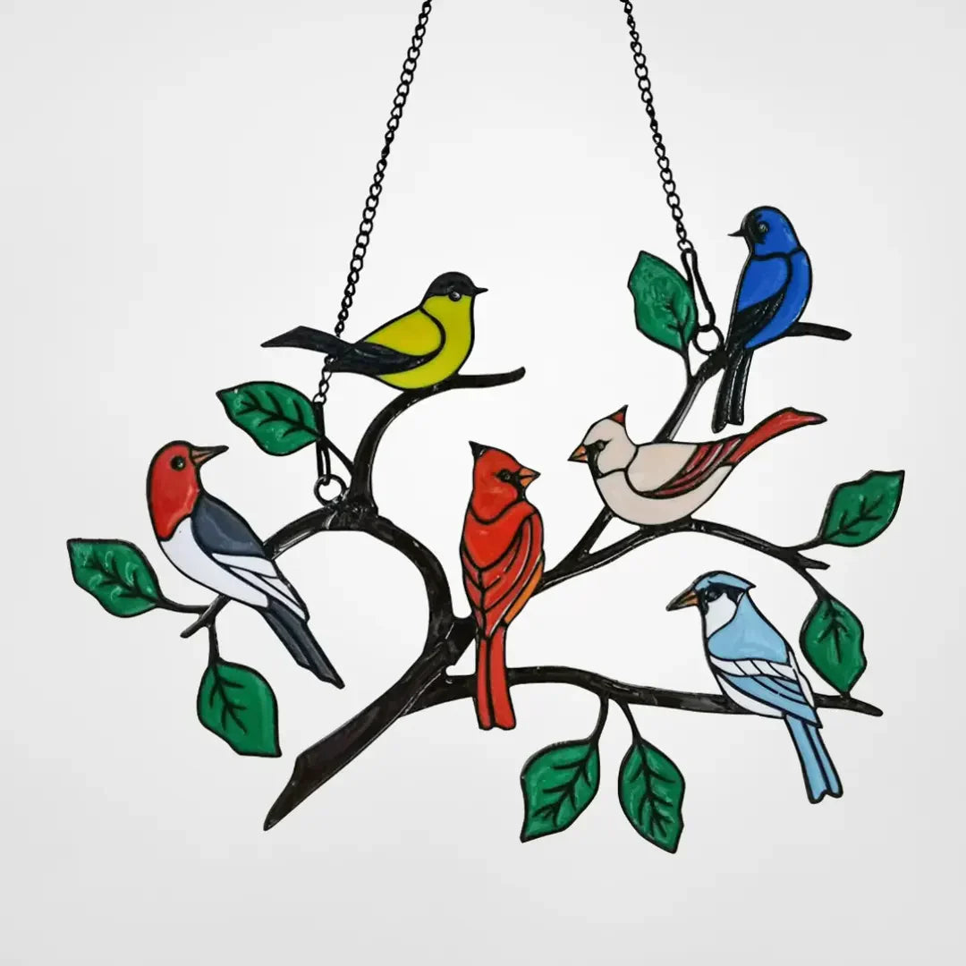 Décoration de fenêtre oiseaux teints