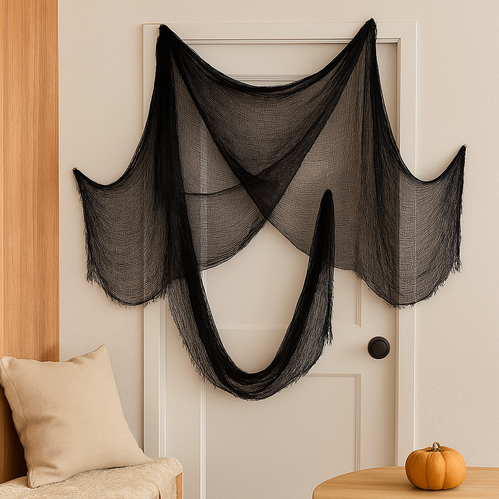 Squelette d'Halloween noir – Tissu effrayant pour la décoration intérieure et extérieure