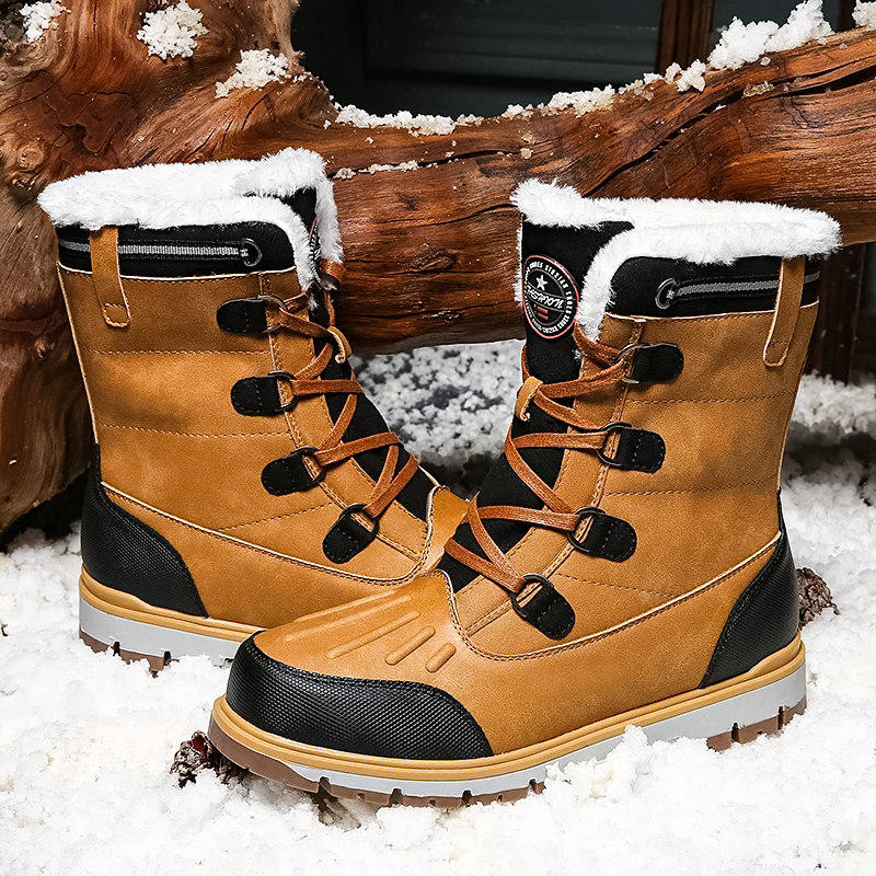 Steven - Bottes d'hiver chaudes en simili cuir avec doublure en fausse fourrure
