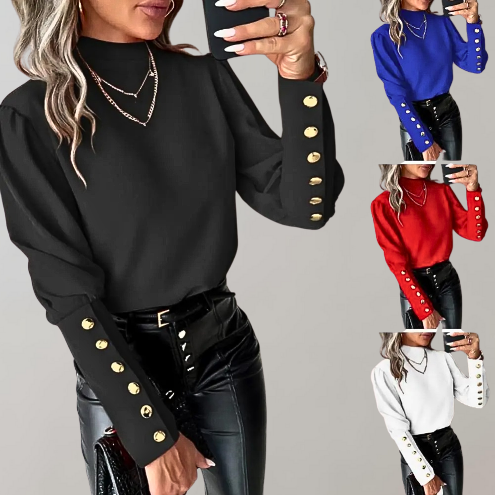 Madison - Blouse à encolure ronde avec manches boutonnées