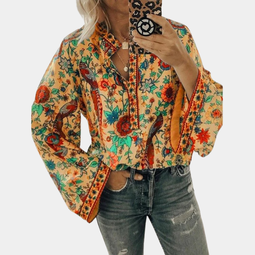 Chemisier Long Élégant à Manches Longues avec Motif Chic Mathilde Let
