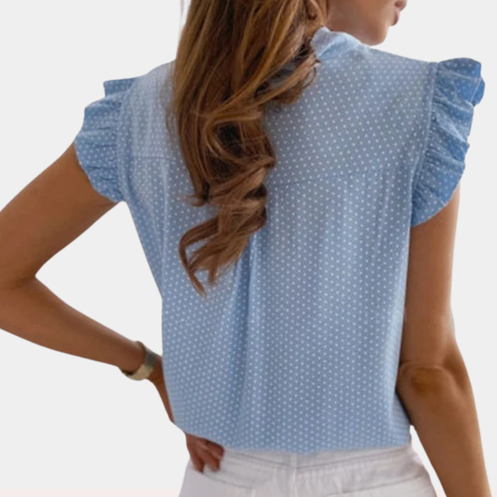 Kira - Chemise à pois avec découpe en dentelle et détail de nœud papillon