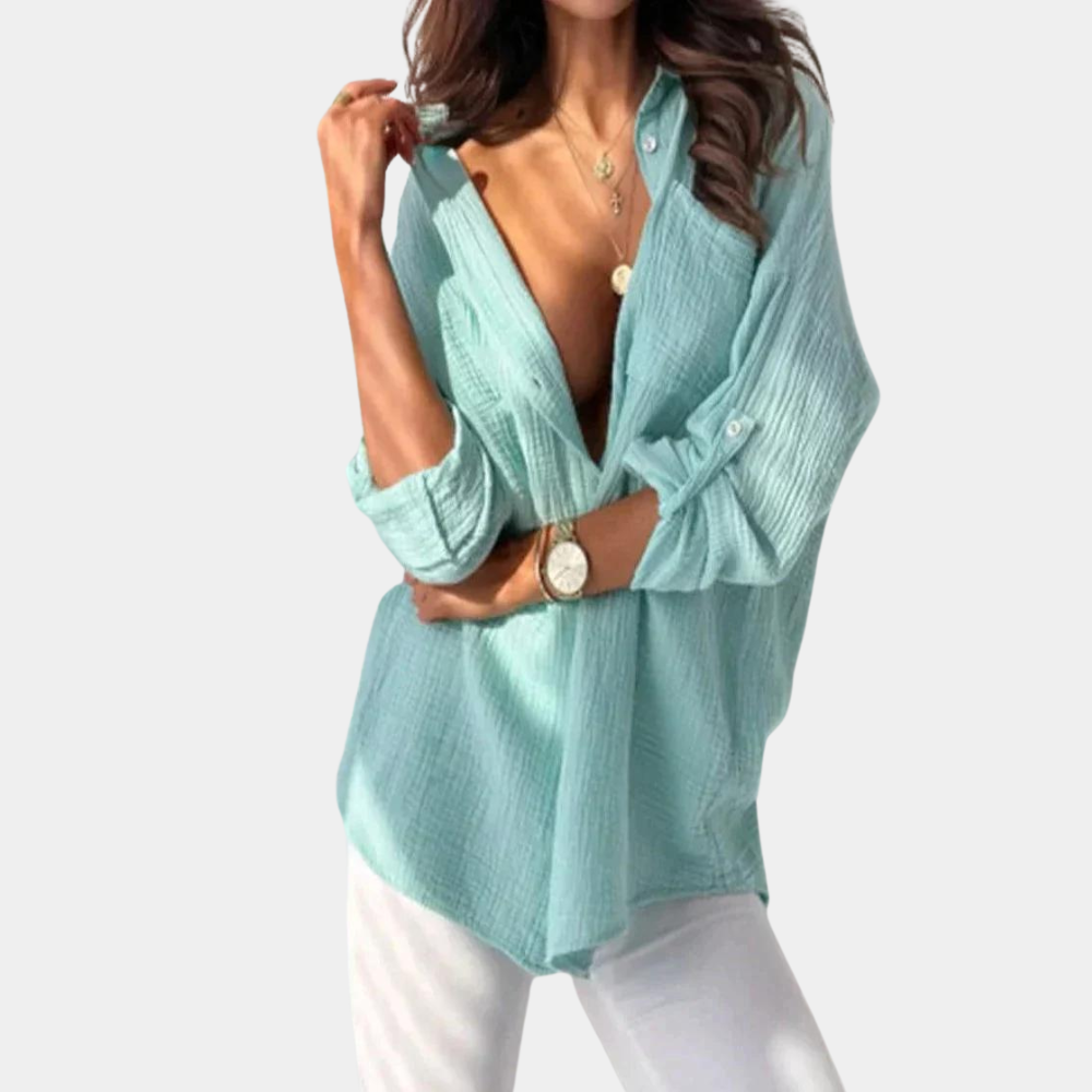 Blouse à boutons décontractée Freja avec col revers