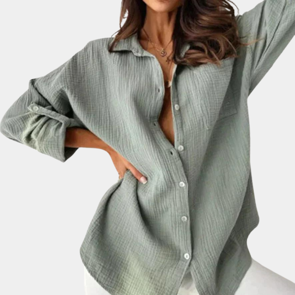 Blouse à boutons décontractée Freja avec col revers
