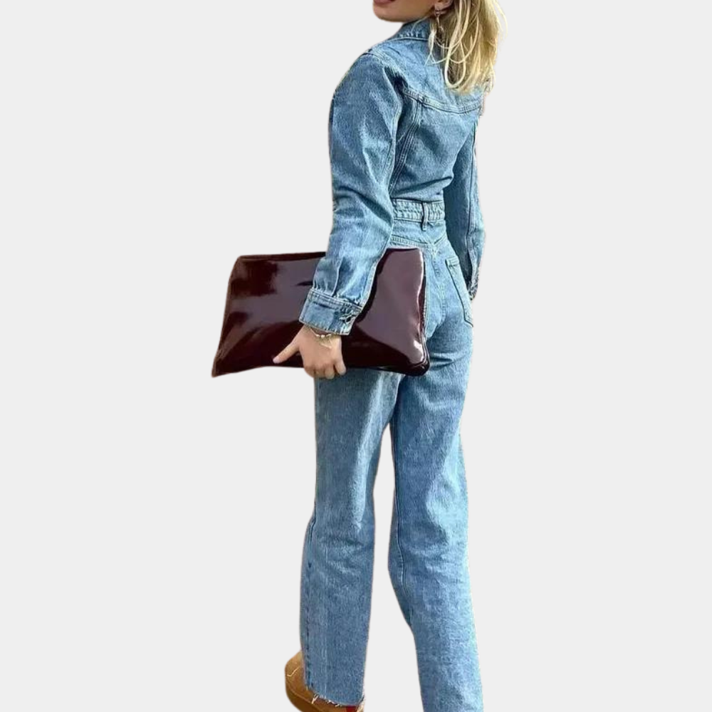 Jasmin - Combinaison en denim avec manches longues et jambes droites