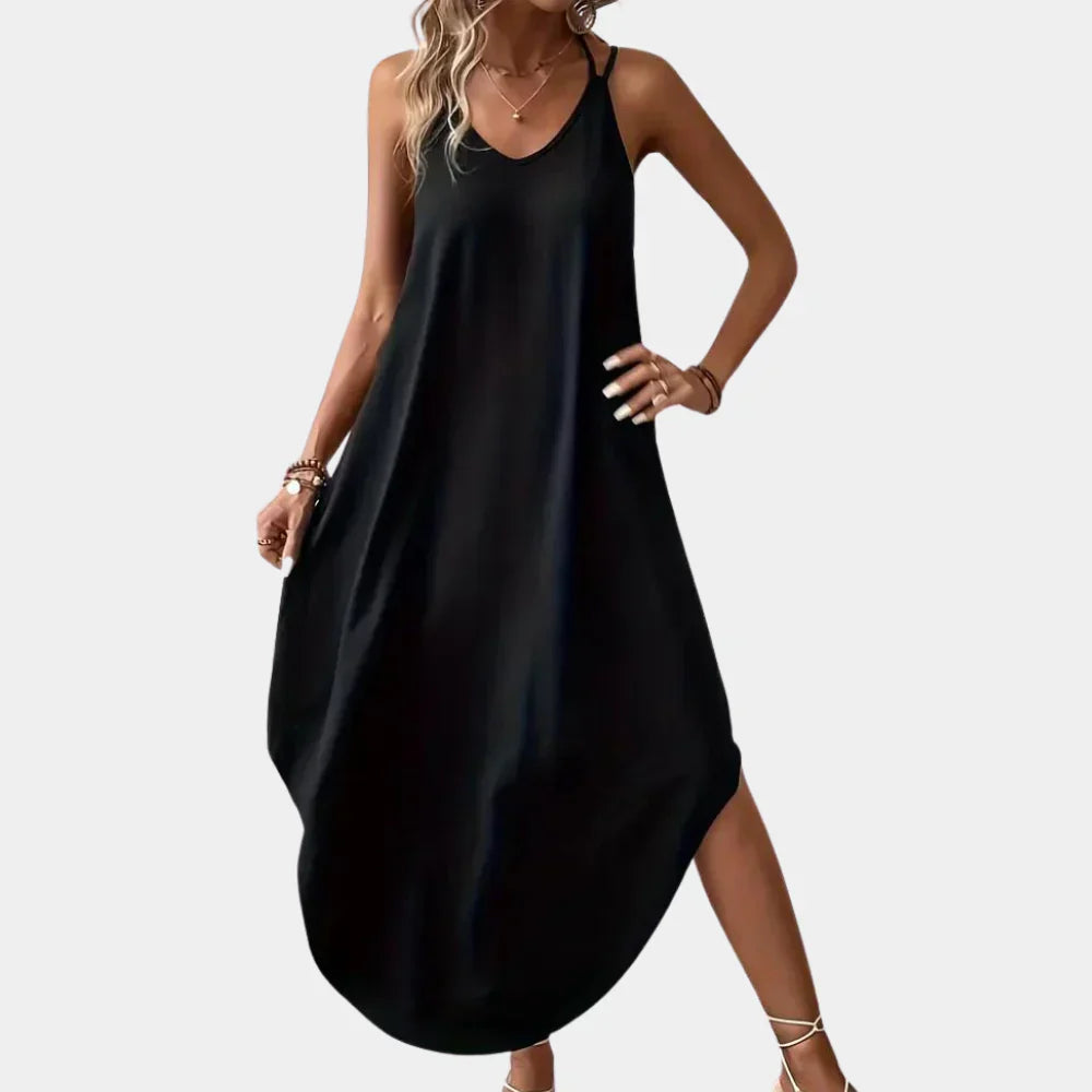 Robe Maxi Justerbare Alma – Robe Élégante et Légère avec Fente Latérale
