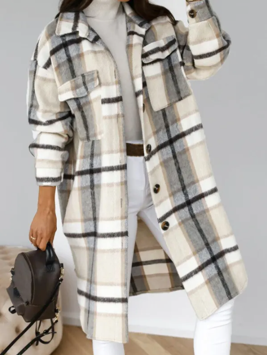 Manteau en laine à carreaux Felicia | Élégance chic pour la femme moderne