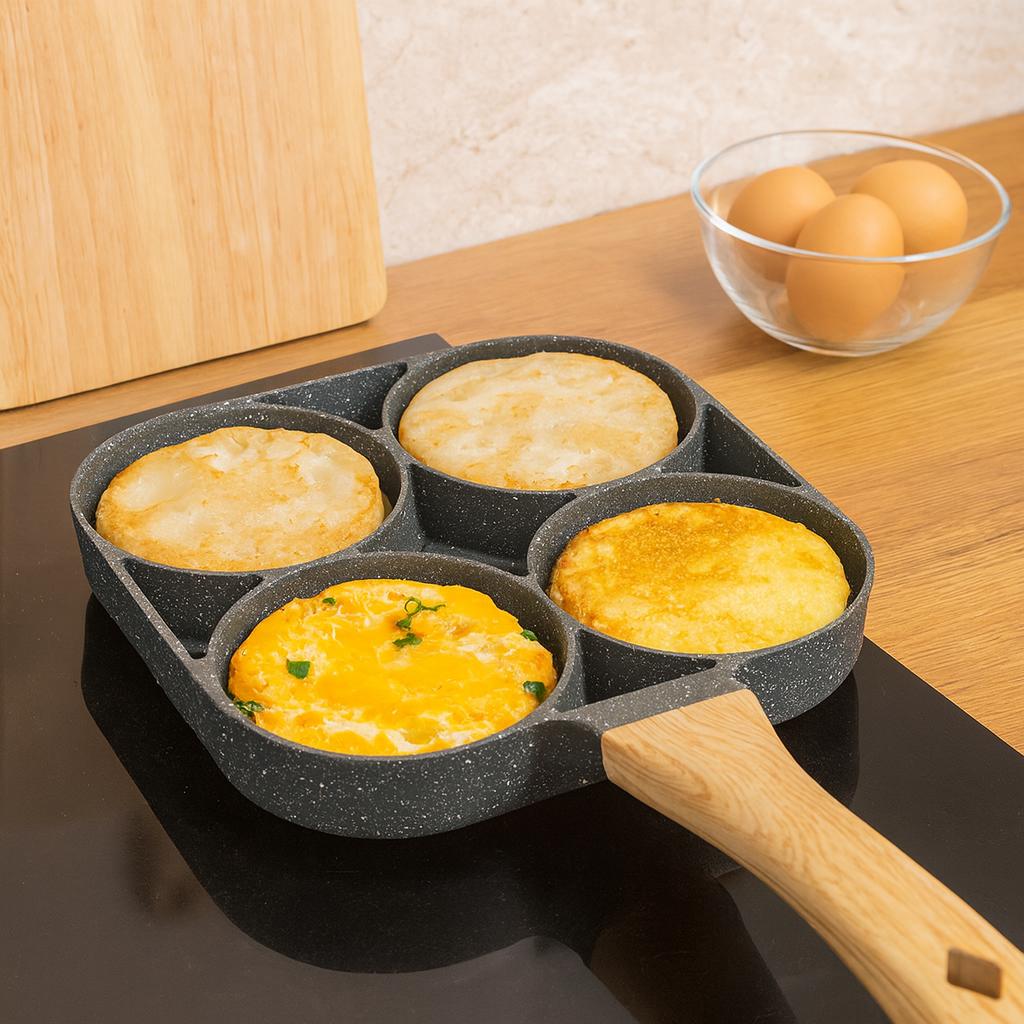Cavora | Poêle antiadhésive pour œufs et crêpes avec 4 fentes