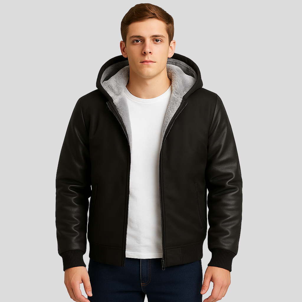Jorn | Veste polaire d'hiver pour homme avec capuche et contraste de couleurs