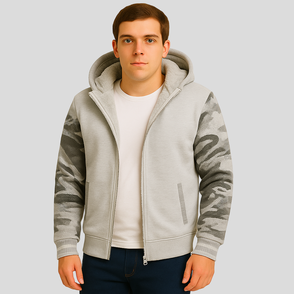 Jorn | Veste polaire d'hiver pour homme avec capuche et contraste de couleurs