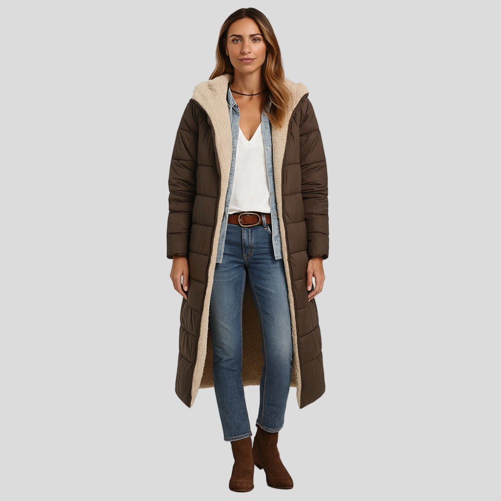 Amara | Manteau d'hiver repliable avec capuche peluche pour femmes