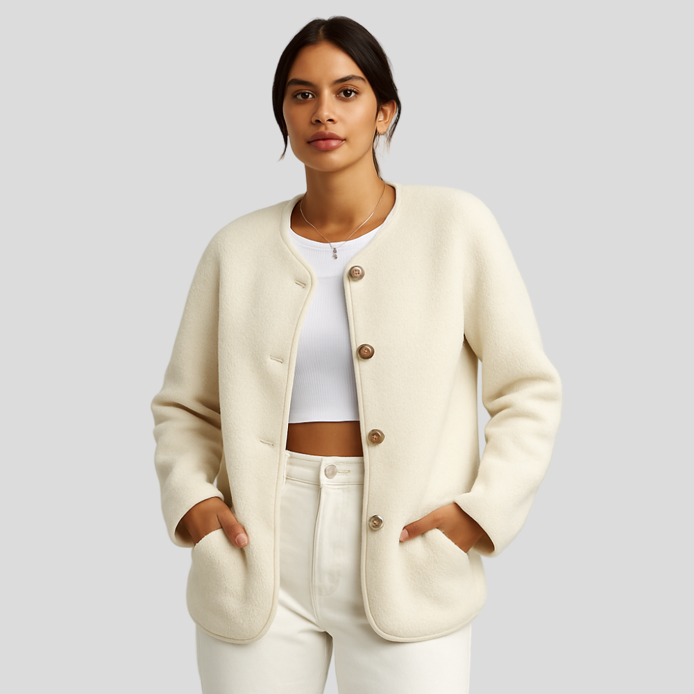 Serenna | Manteau en laine pour femmes avec col rond
