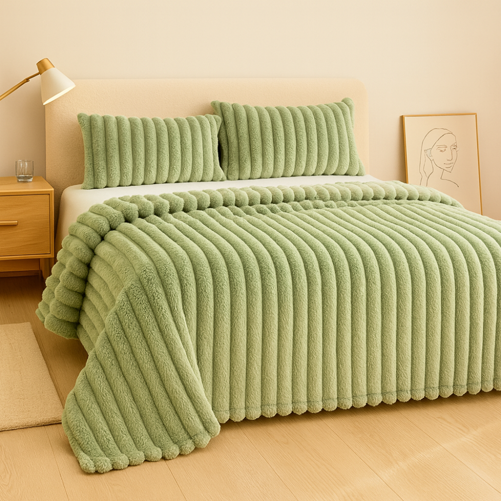 Aurevia | Plaid en flanelle avec cordon et aspect pelucheux en faux pelage