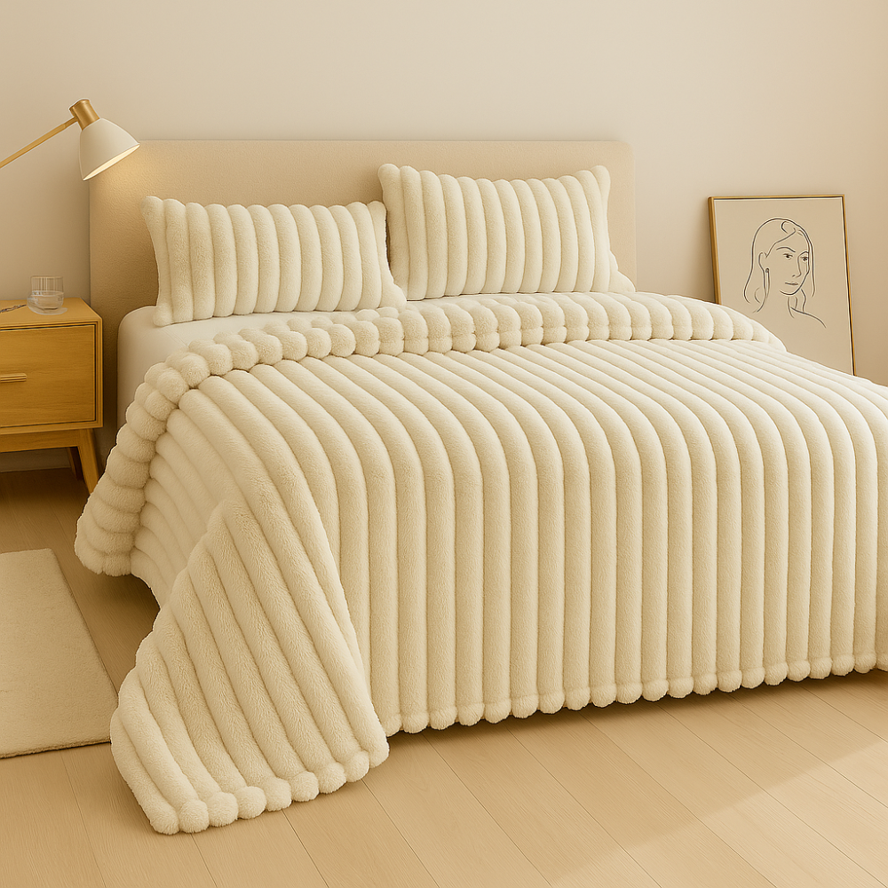 Aurevia | Plaid en flanelle avec cordon et aspect pelucheux en faux pelage