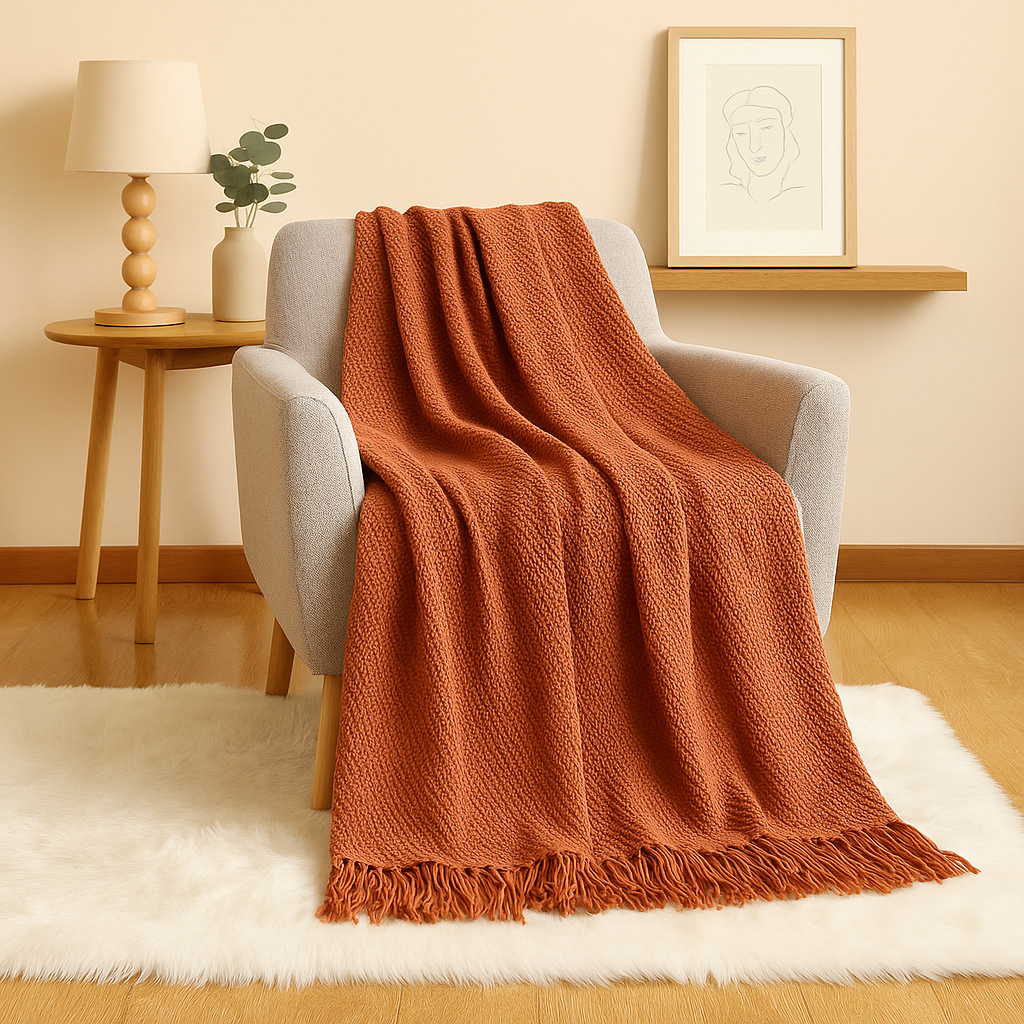 Tassora | Couverture enroulable avec motif à bulles et franges
