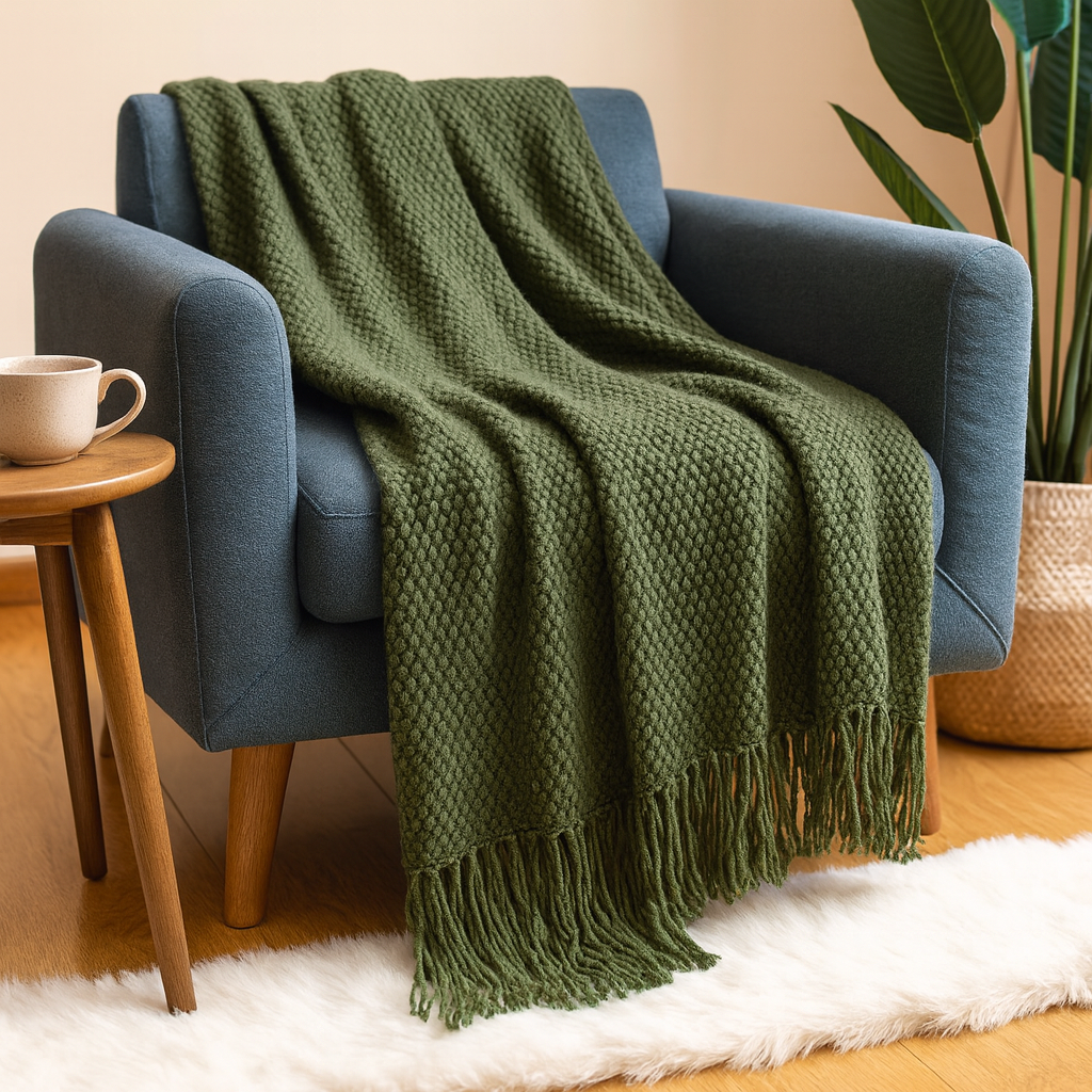 Tassora | Couverture enroulable avec motif à bulles et franges