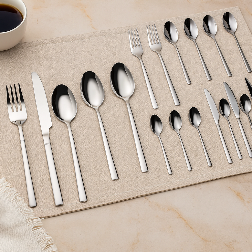 Culina | Ensemble de vaisselle et de couverts en acier inoxydable 24 pièces