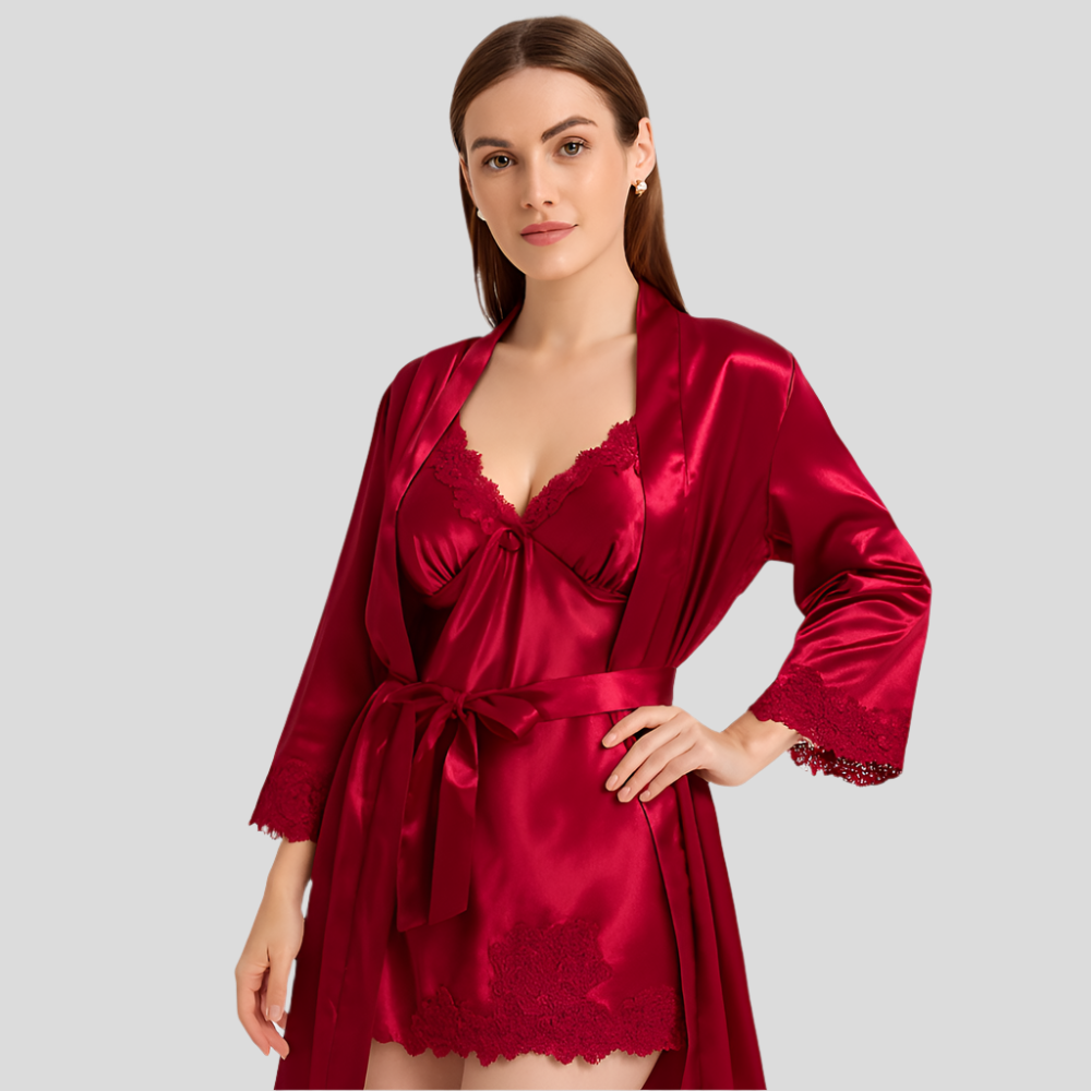 Ensemble de pyjama 5-en-1 élégant pour femmes – Ensemble de détente premium avec robe de chambre et pièces assorties