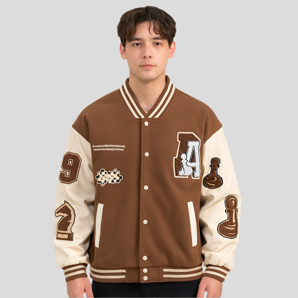 Veste bomber baseball à design colorblock pour hommes