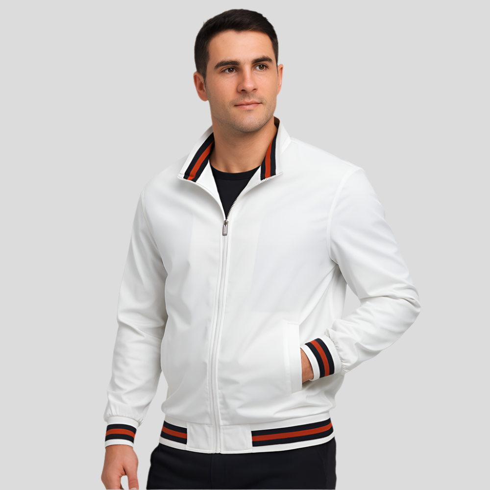 Veste bomber pour homme avec garniture à rayures